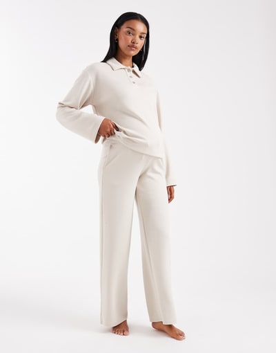 ASOS Vero Moda Maternity super soft tie waist wide leg pants in cream - part of a set