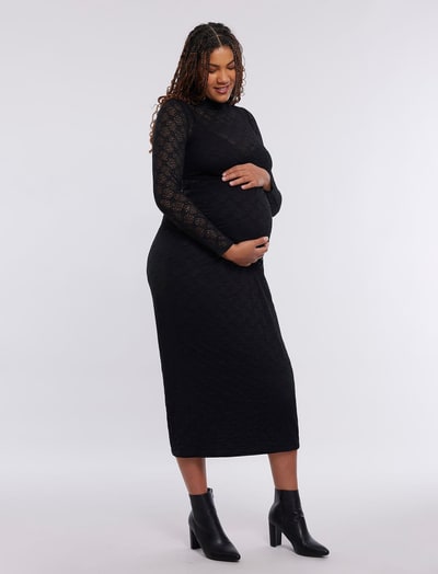 Motherhood Maternity Long Sleeve Bodycon Top in Lace