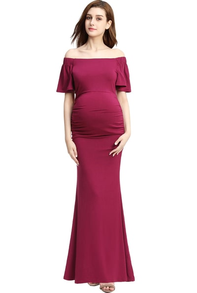 Kimi + Kai Kimi + Kai Maternity "Abigail" Off Shoulder Maxi Dress