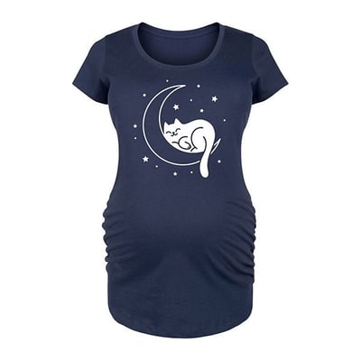 Kohl's Maternity Cat Sleeping On Moon Graphic Tee