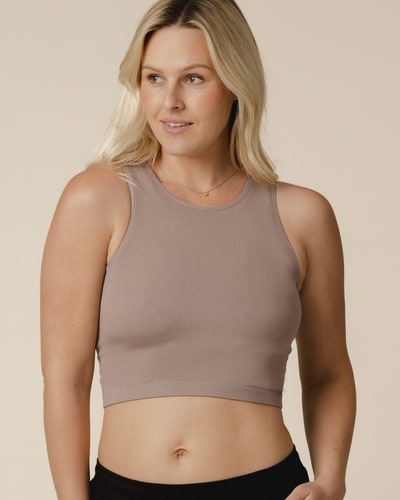 Kindred Bravely Sublime® Bamboo Hands-Free Pumping Longline Bra Top | Taupe
