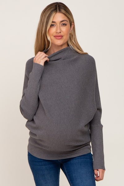 PinkBlush Grey Funnel Neck Dolman Sleeve Maternity Sweater