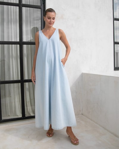 Soon Maternity Emily Denim Maxi Dress