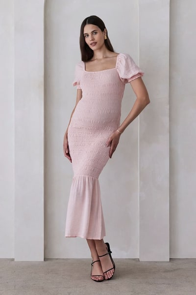 BUMPSUIT Shirred Puff Sleeve Dress