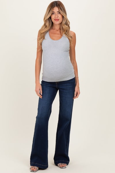 PinkBlush Navy Dark Wash Wide Leg Maternity Jeans
