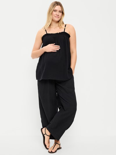 Old Navy Maternity Rollover-Waist Crinkle Gauze Barrel Leg Ankle Pants