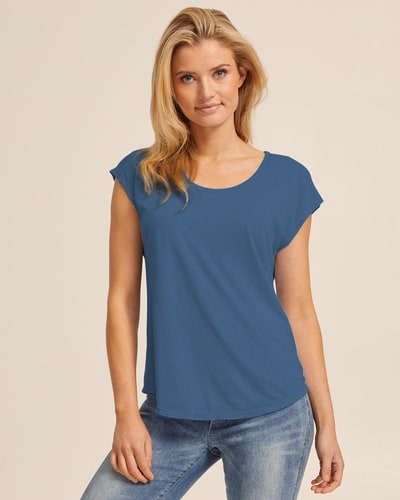 Peachy Mama Linen Nursing Tee - Heritage Blue