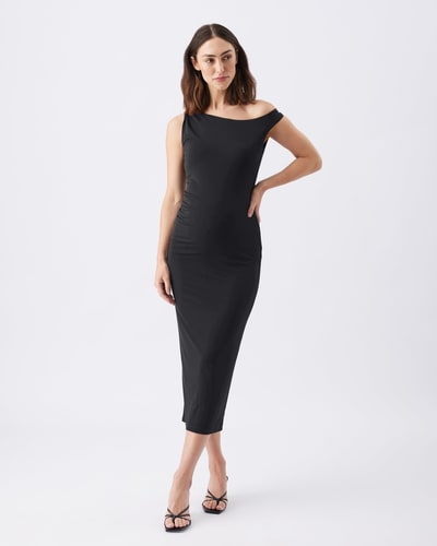 Ripe Maternity Cora Off-Shoulder Dress Black