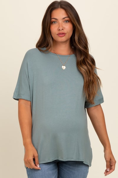 PinkBlush Light Olive Relaxed Fit Maternity T-Shirt