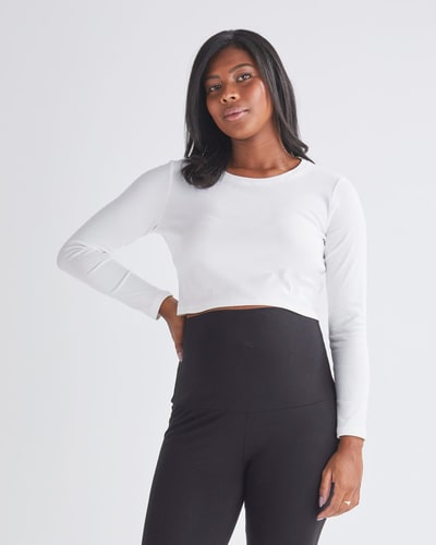 Angel Maternity Celia Maternity Long Sleeve Cotton Crop Tee