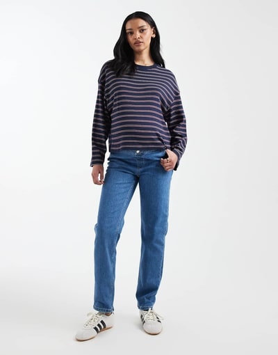 ASOS slim fit comfort jeans in clean mid blue