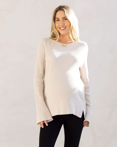 Angel Maternity Arial Maternity Oversized Luxury Knit Nursing Jumper in Cream