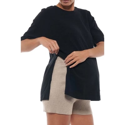 Target Coolmee Womens Maternity T Shirts Summer Short Sleeve Crewneck Tops Side Split Tee Pregnancy Clothes M Black