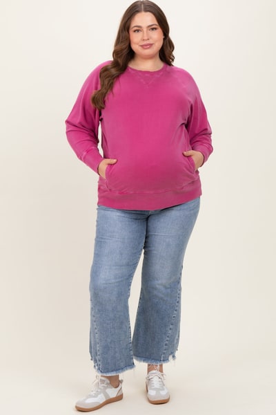 PinkBlush Blue Distressed Wide Leg Maternity Plus Jeans