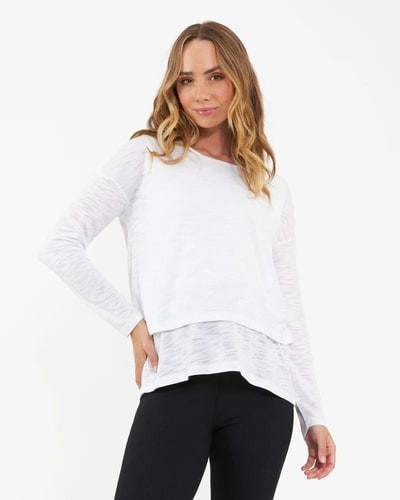 Special Addition Jazmin Long Sleeve Nursing Top White