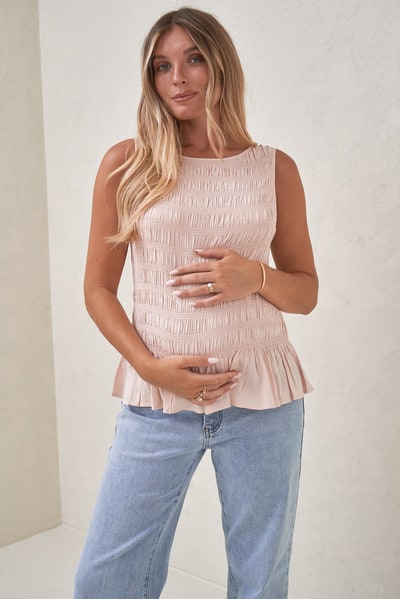 Bae the Label Blurred Lines Gathered Top - Soft Pink