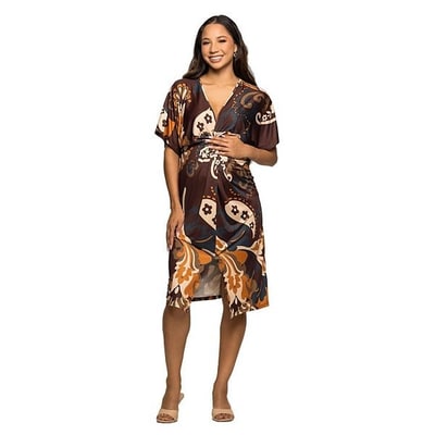 Kohl's Maternity 24Seven Comfort Apparel Short Sleeve Knot Front Midi Dress