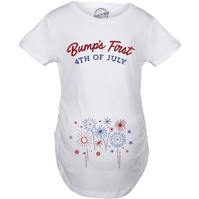 Target Maternity Bumps First 4th Of July Pregnancy T Shirt Funny Patriotic Tee for Baby Bump - Crazy Dog Maternity T Shirt For Fourth Of July White XL