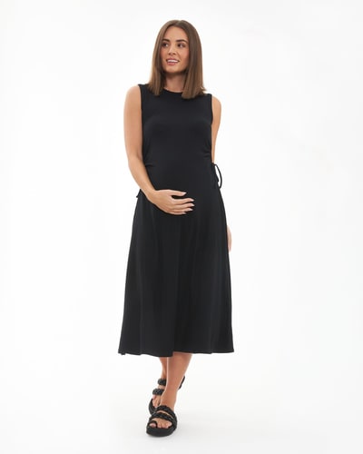 Ripe Maternity Carol Rib A-line Dress  Black