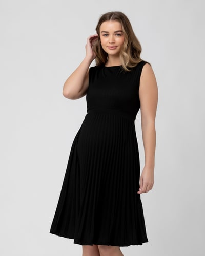 Ripe Maternity Knife Pleat Dress Black