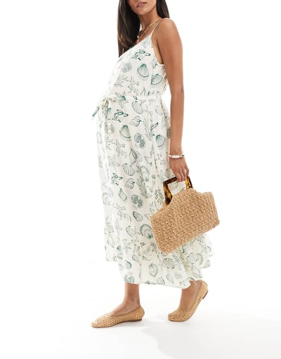 ASOS Vero Moda Maternity Easy cami ankle dress in conversational sea print