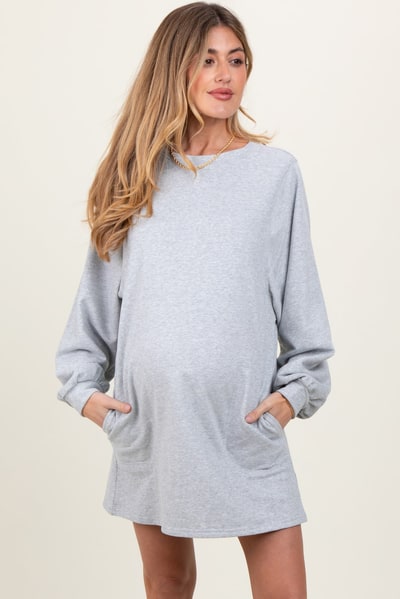 PinkBlush Heather Grey Ultra Soft Maternity Sweatshirt Dress