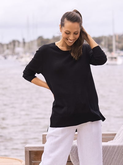 Angel Maternity Maternity Oversize Wool Knit Jumper in Black