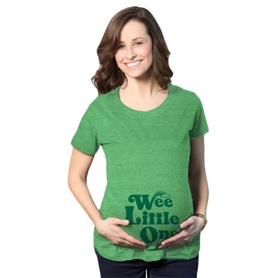 Target Maternity Wee Little One T Shirt Funny Pregnancy St Patricks Day Sprite Tee - Crazy Dog Maternity T Shirt for Saint Patrick's Day Green M