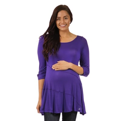 Target 24seven Comfort Apparel Maternity Ruched Sleeve Swing Tunic Top-Purple-2X