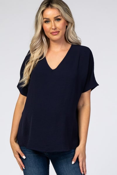 PinkBlush Navy Short Sleeve Maternity Blouse