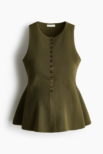 H&M MAMA Rib-Knit Peplum Vest