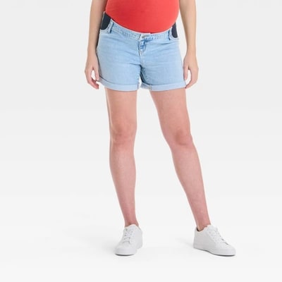Target Under Belly Low-Rise Maternity Jean Shorts - Isabel Maternity by Ingrid & Isabel™ Light Wash 8: Cotton Blend, Elastic Waist, Denim Fabric