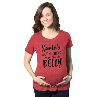 Target Maternity Santas Got Nothing On This Belly Pregnancy T Shirt Funny Christmas Bump - Crazy Dog Maternity T Shirt Gift For Christmas Red S
