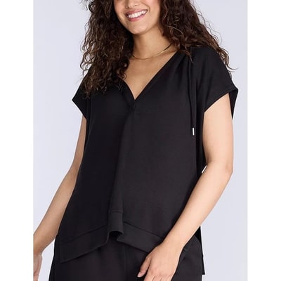 Target Women's V-Neck Short Sleeve Hooded Maternity Top - Black - Size: Medium - Motherhood Maternity