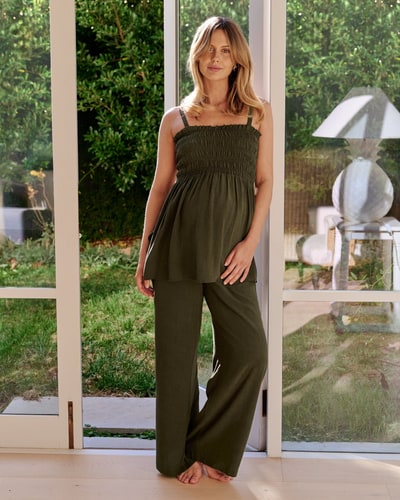 Ripe Maternity Marlow Shirred Pant Khaki