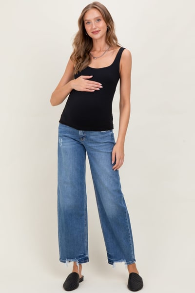 PinkBlush Dark Mid Rise Baggy Maternity Jeans