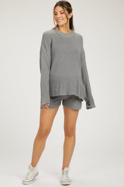 PinkBlush Grey Sweater and Short Maternity Set