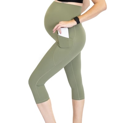 Emamaco 3/4 Maternity Leggings + Pockets - Olive FINAL SALE