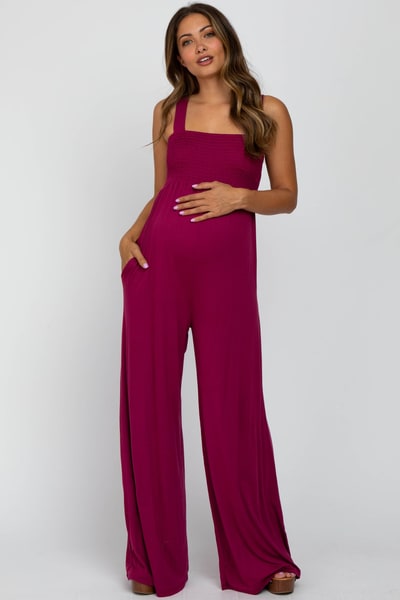 PinkBlush Magenta Sleeveless Wide Leg Maternity Jumpsuit