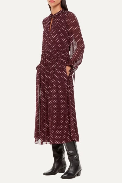 For The Creators Spot Print Trapeze Midi Dress - Burgundy/ Multi