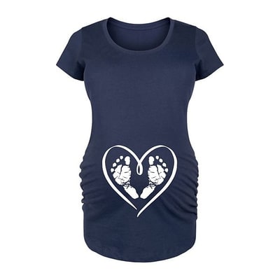 Kohl's Maternity Baby Footprint Heart Graphic Tee