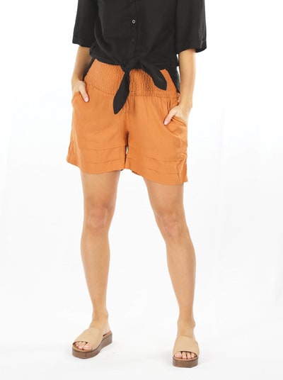 Angel Maternity Maternity Linen Summer Shorts in Orange