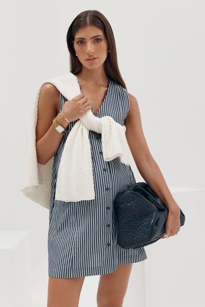 Legoe Heritage Cotton Button Down Mini (Navy Stripe)