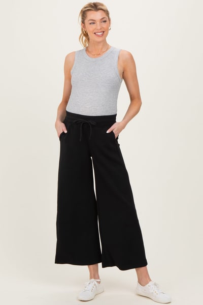 PinkBlush Black Ankle Wide Leg Maternity Lounge Pants