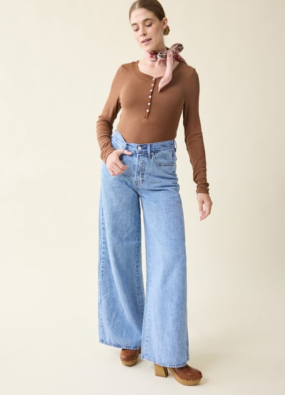 Ingrid & Isabel Rib Henley Long Sleeve Maternity + Nursing Top