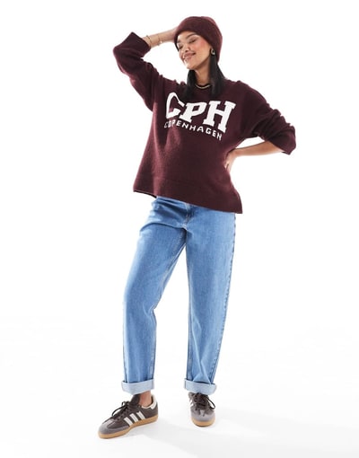 ASOS high rise relaxed mom jeans in clean blue