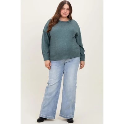 Target Pinkblush Blue Vintage Wash Wide Leg Maternity Plus Jeans 1X