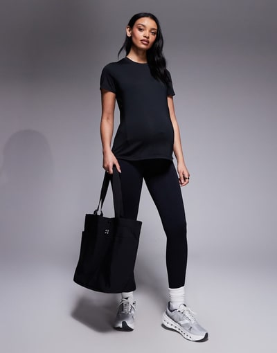 ASOS 4505 Maternity seamless rib knit high waist gym leggings in black