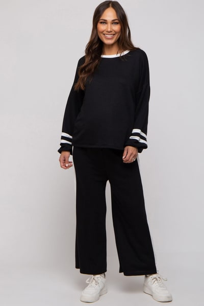 PinkBlush Black Striped Long Sleeve Maternity Set