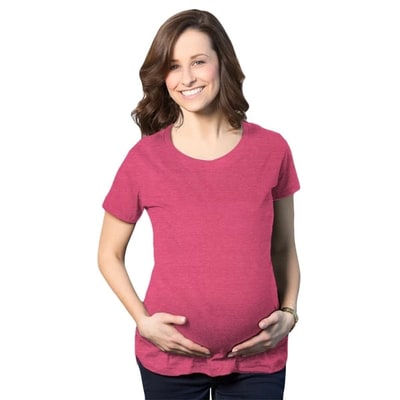 Target Comfortable Womens Maternity Shirts Blank Pregnancy Shirts Plain Fitted Tees - Crazy Dog Maternity T Shirt with Fun Design Pink M